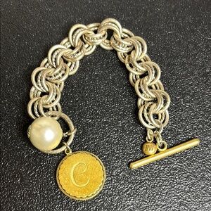 John Wind Sorority Gal Bracelet Gold Cotton Ball Initial C Monogram Maximal Art‌